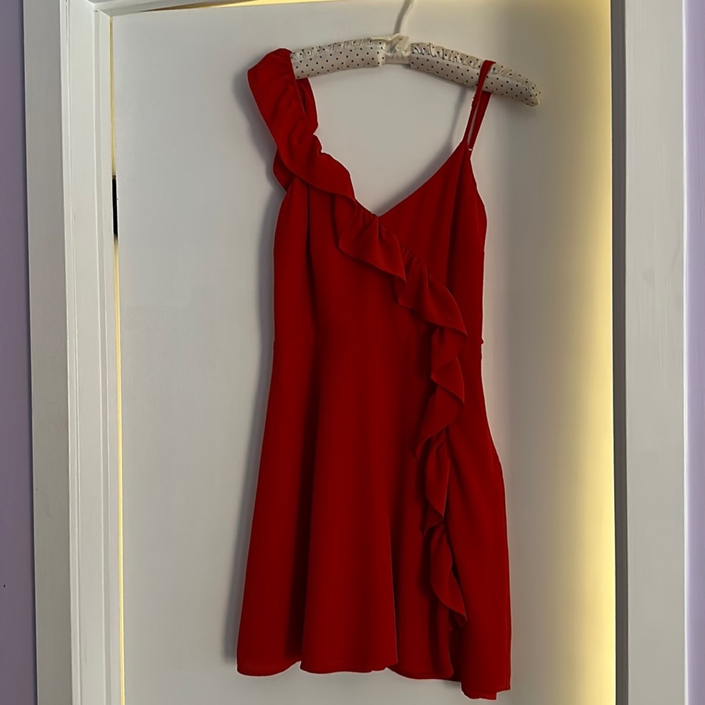 BB Dakota Red Mini Dress w/ Ruffle Strap
